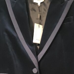 Reiss Midnight Blue Velvet Blazer with matching pants.